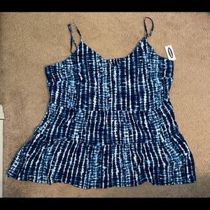 Blue and white tie dye cami